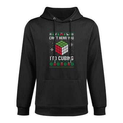 Cant Hear You Im Cubing Funny Speed Cube Ugly Christmas Sweatshirt All-Day Comfort Hoodie