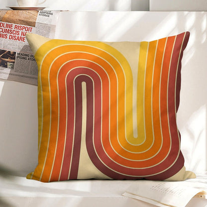 Retro Geometric Double Arch Design 522 Linen Throw Pillow Cover