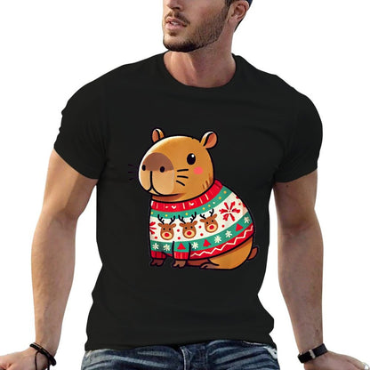 Capybara Ugly Sweater Christmas  Breathable T-Shirt