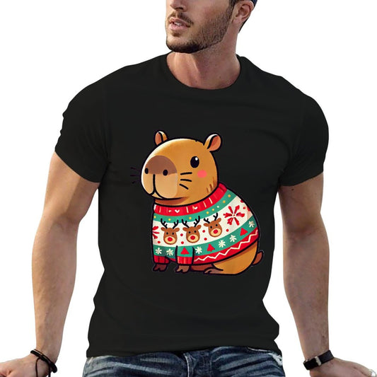 Capybara Ugly Sweater Christmas  Breathable T-Shirt