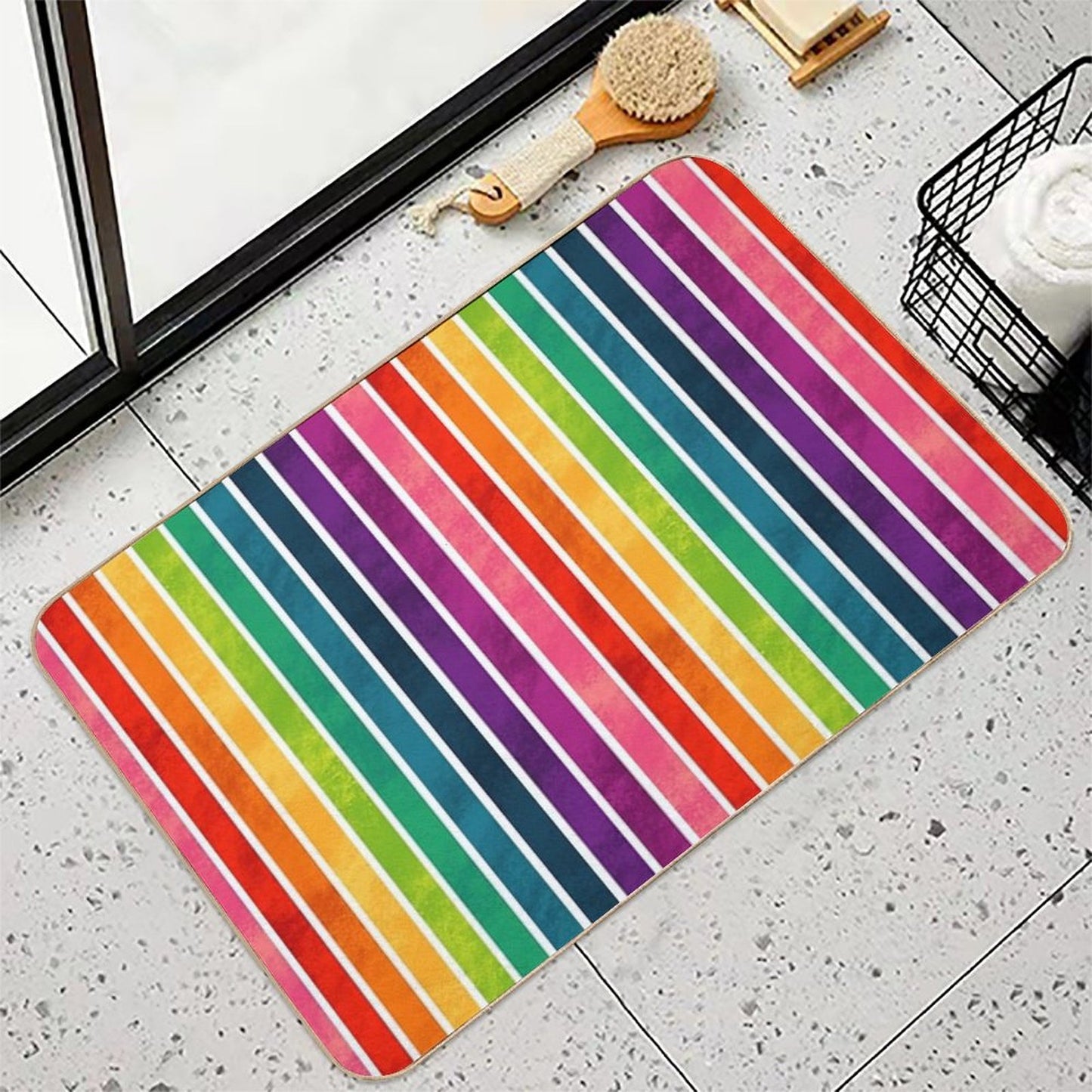 Rainbow Stripes Bath Mat