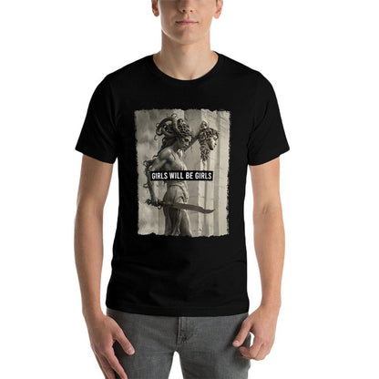 Girl Will Be Girls S Medusa Feminist Women  Stretchy T-Shirt