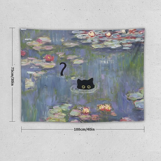 Cat Monet Waterlily Tapestry