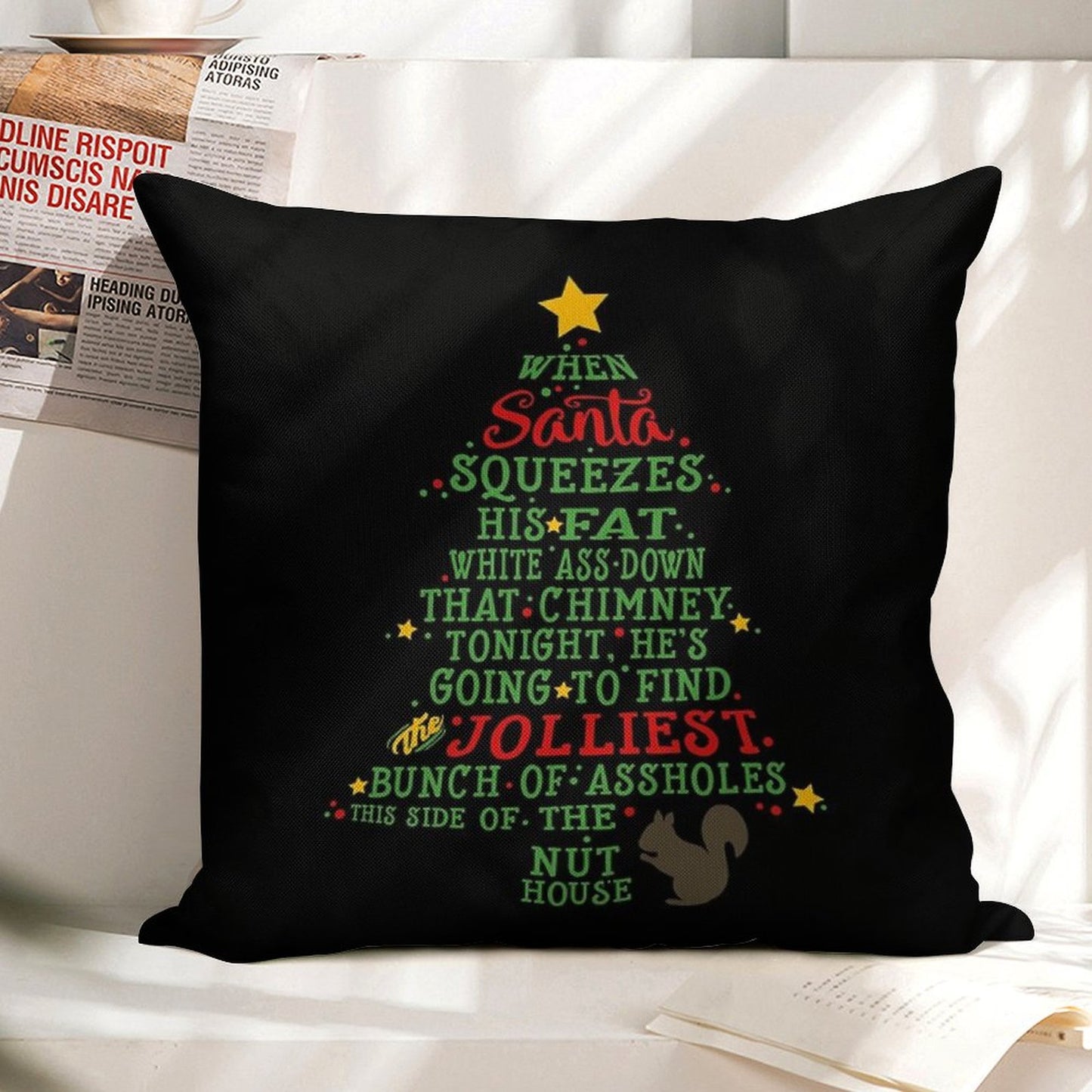 Jolliest Bunch of A-holes Linen Throw Pillow Cover
