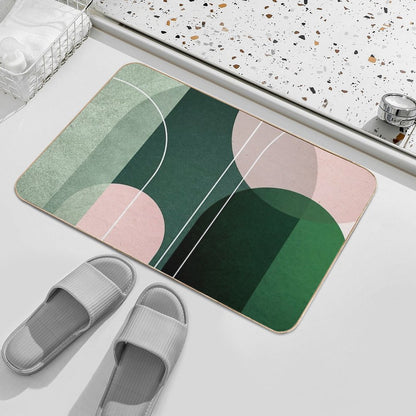 Mid Century Arches in Pink And Green 2  Versatile Bath Mat