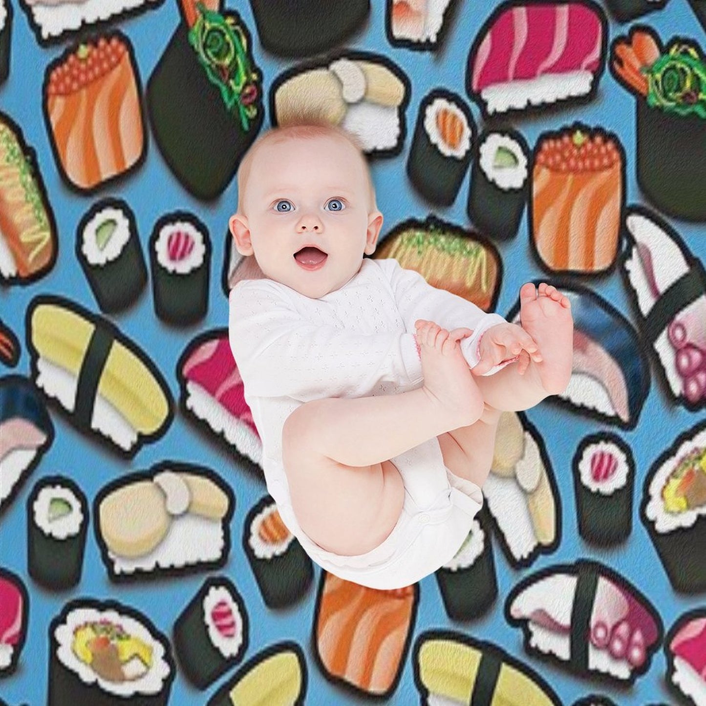 Blue Sushi Throw Blanket