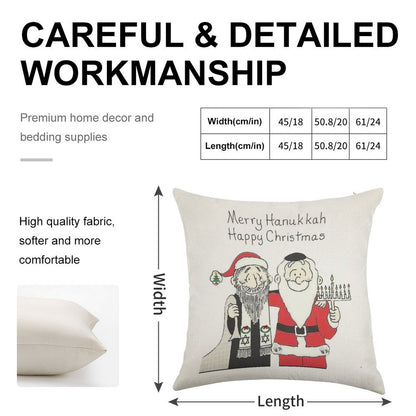 Celebrate Both, Interfaith, Hanukkah And Christmas, Chanukkah Linen Throw Pillow Cover
