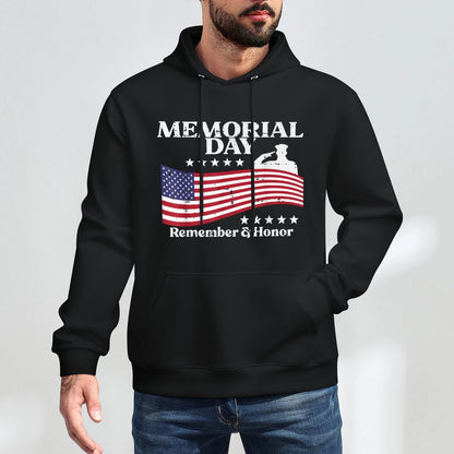 Memorial Day USA Remember Honor Patriot Men Women Kids Shrink-Resistant Hoodie