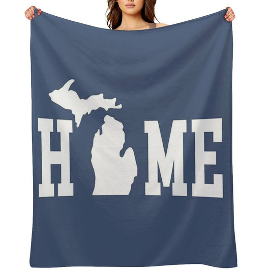 Michigan Is Home - All White Throw Blanket