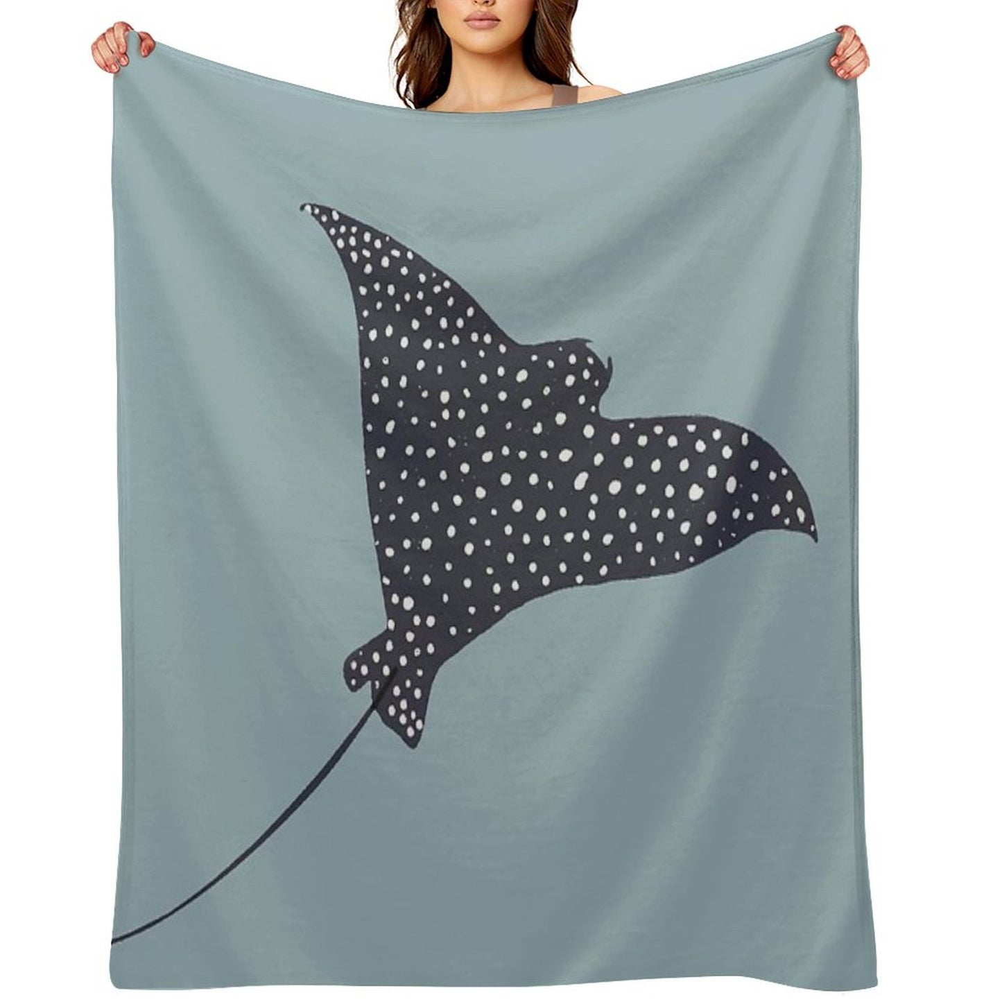 Stingray Fish Illustration Throw Blanket