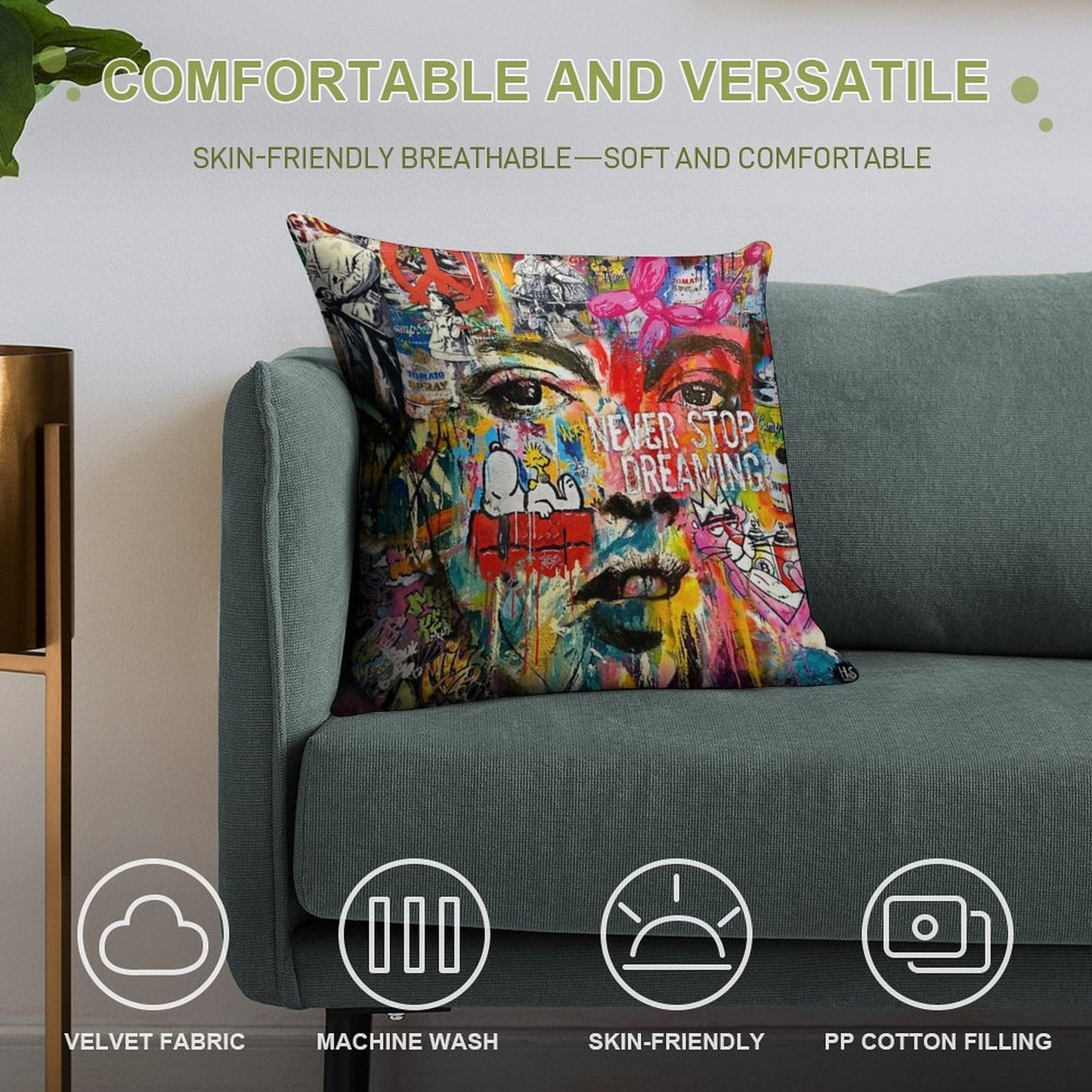 Banksy Inspired Pop Art Soft Warmth Comfort Throw Pillow