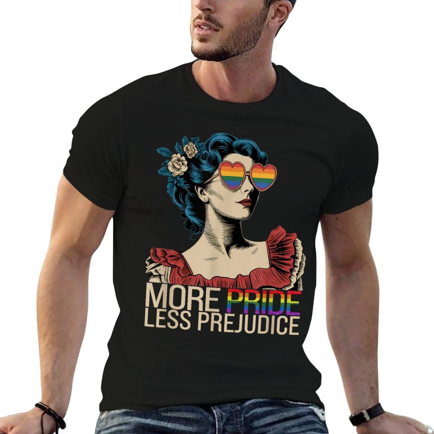 More Pride Less Prejudice Pride Month LGBTQ  Tagless Design T-Shirt