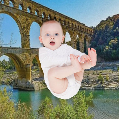 Roman Aqueduct Ruins, Pont Du Gard, Provence, France Color Photograph  Photography Throw Blanket