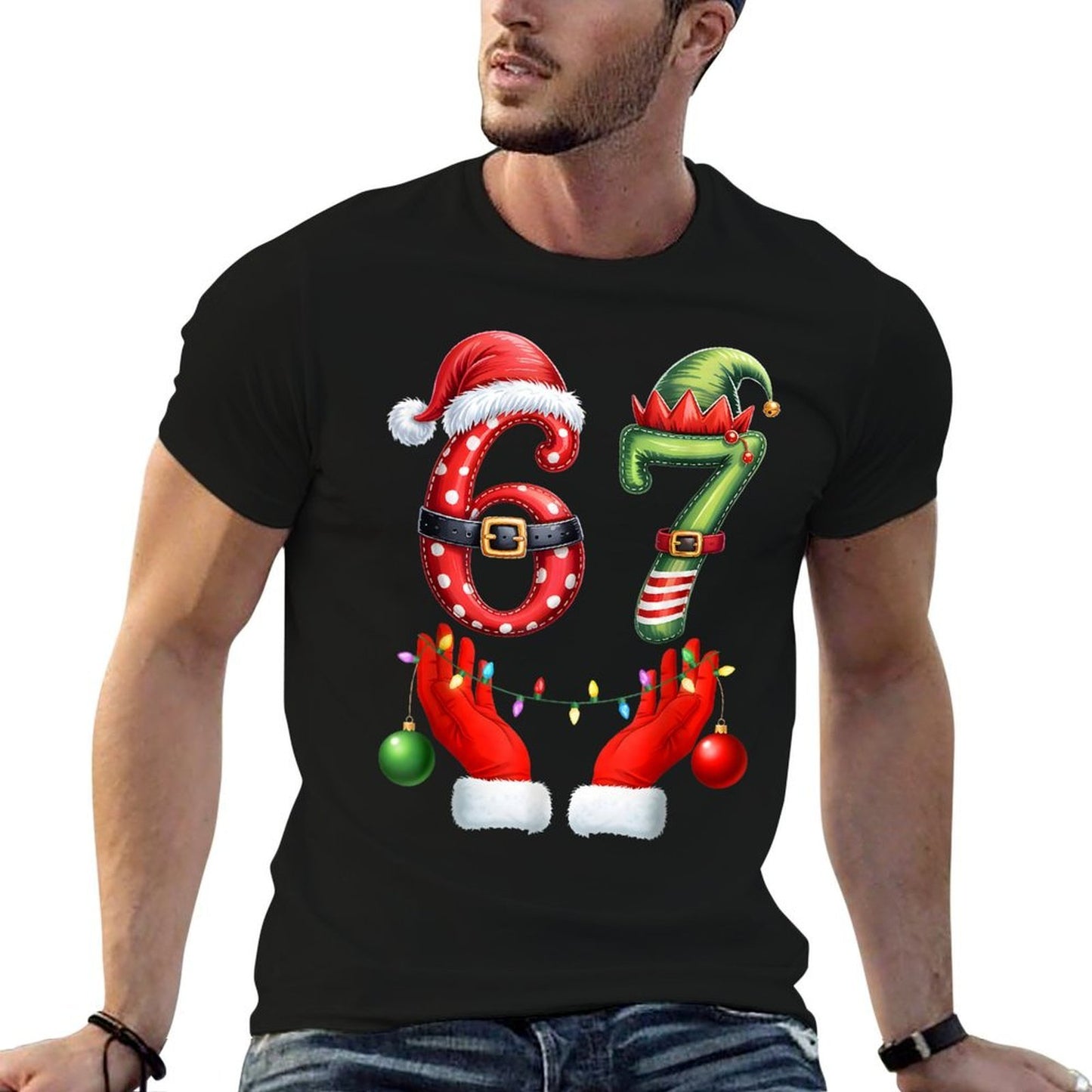 Funny 67 Christmas 6 7 Meme Pajamas Holiday Gen Alpha Slang  Vintage-inspired T-Shirt