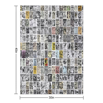 Vintage Punk Rock Flyers Throw Blanket