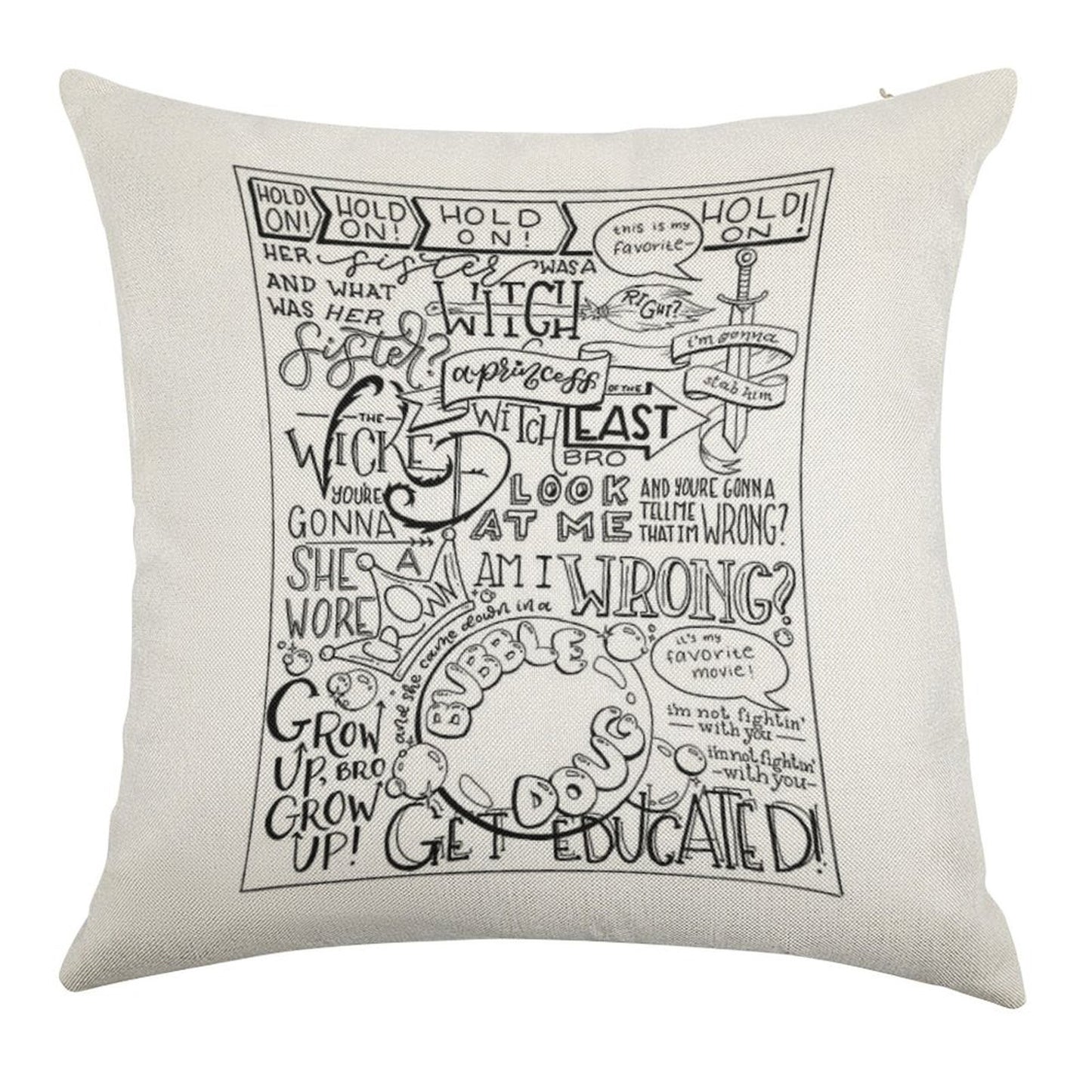The Wicked Witch of The East Bro Hand Lettered Linen Throw Pillow Cover