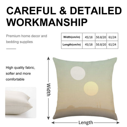 Two Suns Linen Throw Pillow Cover