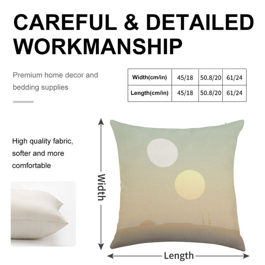Two Suns Linen Throw Pillow Cover
