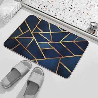 Navy Gold Stone Geometric Bath Mat