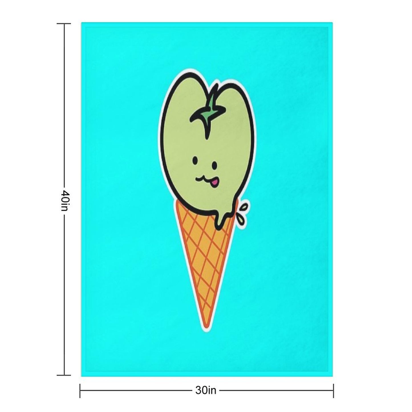 Kawaii Green Tomato Mascot No. 4 Throw Blanket