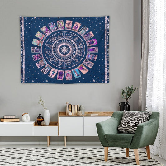 Pastel Goth Zodiac, Astrology Chart & The Major Arcana Tarot Tapestry