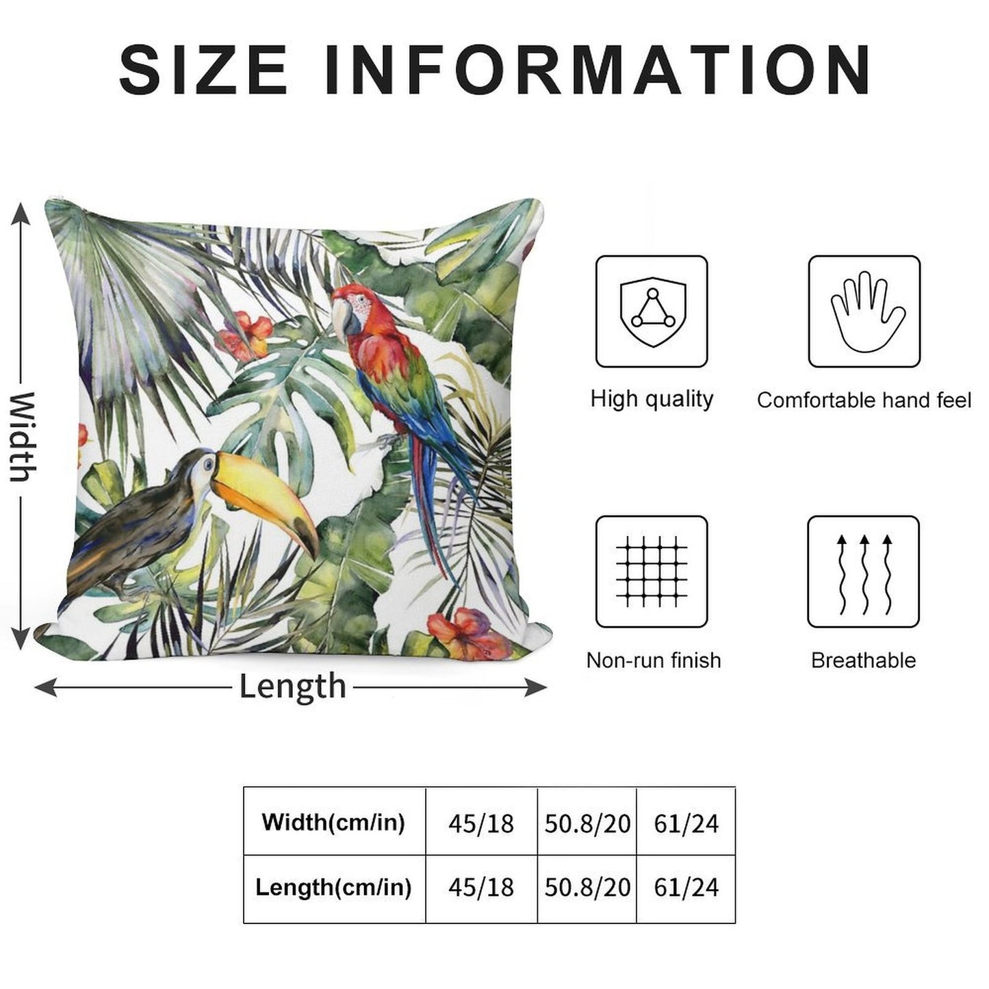 TROPICAL JUNGLE Soft Bedroom Essential Throw Pillow