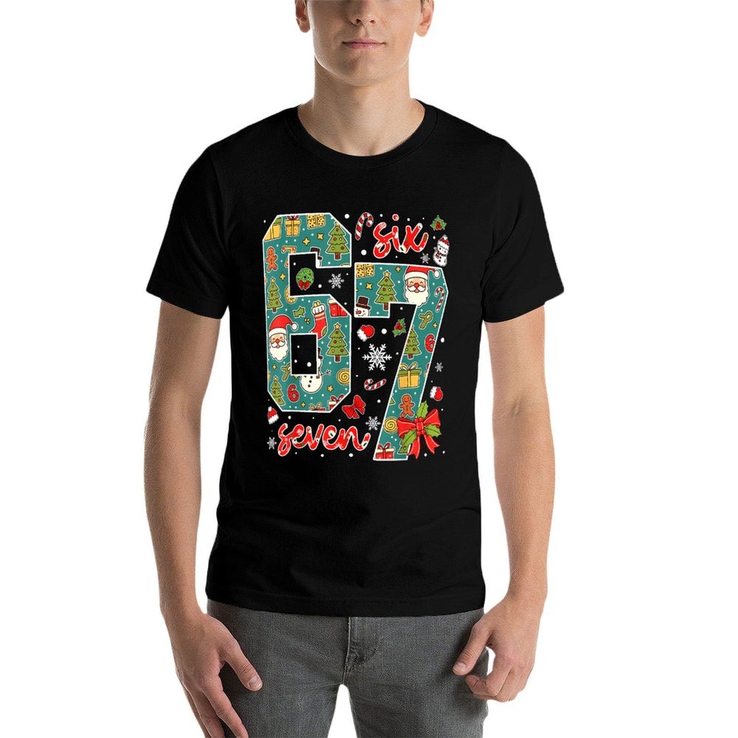 Funny 67 Six Seven Meme Christmas Holidayns Boys Kids  Graphic-printed T-Shirt