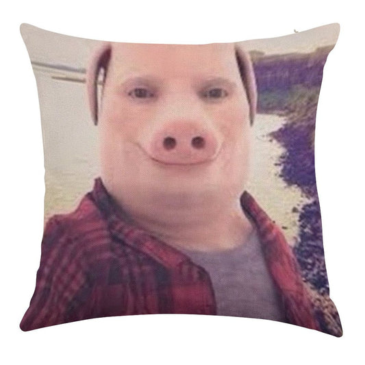 John Pork Linen Throw Pillow Cover