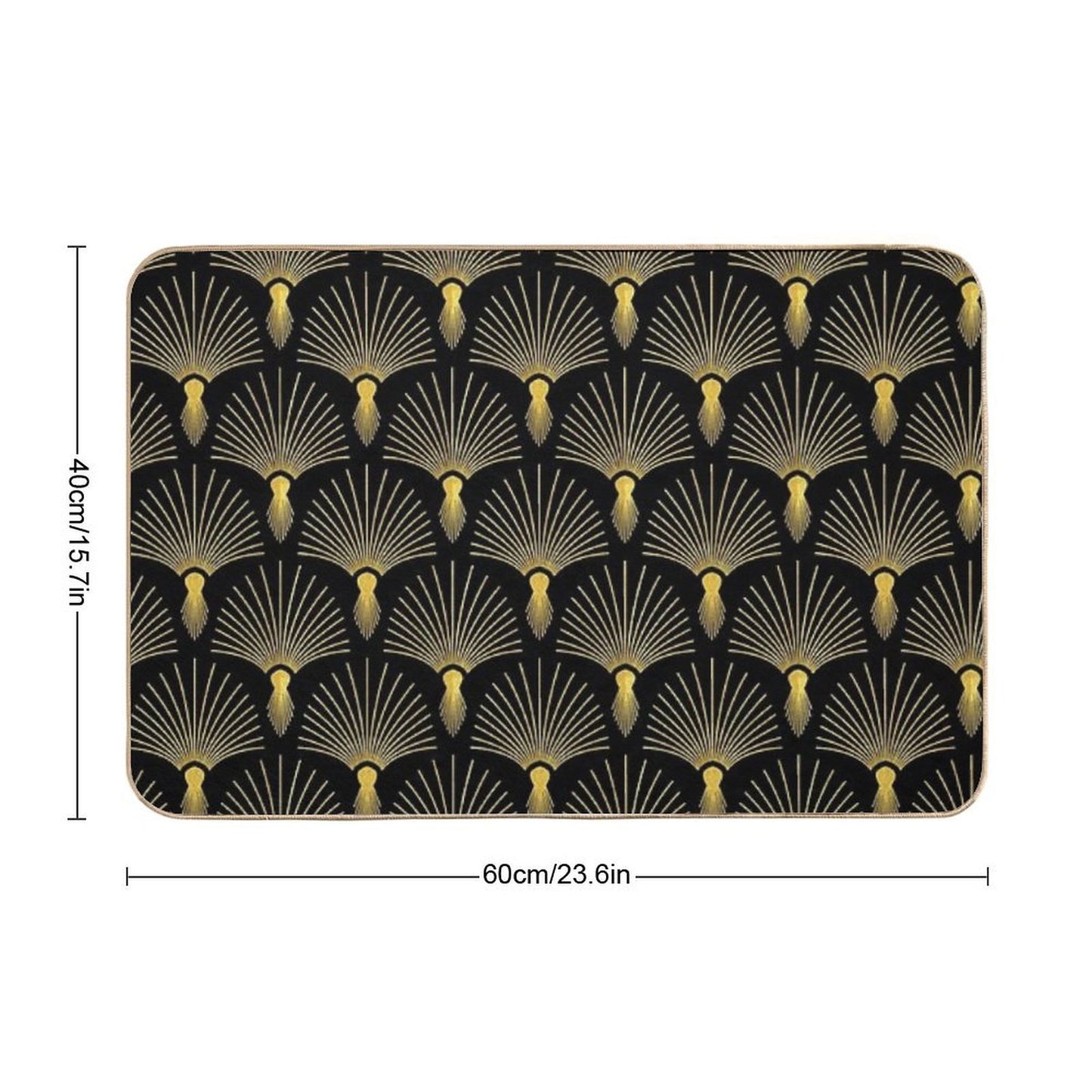 Vintage Hollywood Elegant Golden And Black Art Deco  Pet-Safe Bath Mat