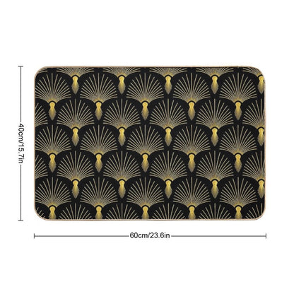 Vintage Hollywood Elegant Golden And Black Art Deco  Pet-Safe Bath Mat