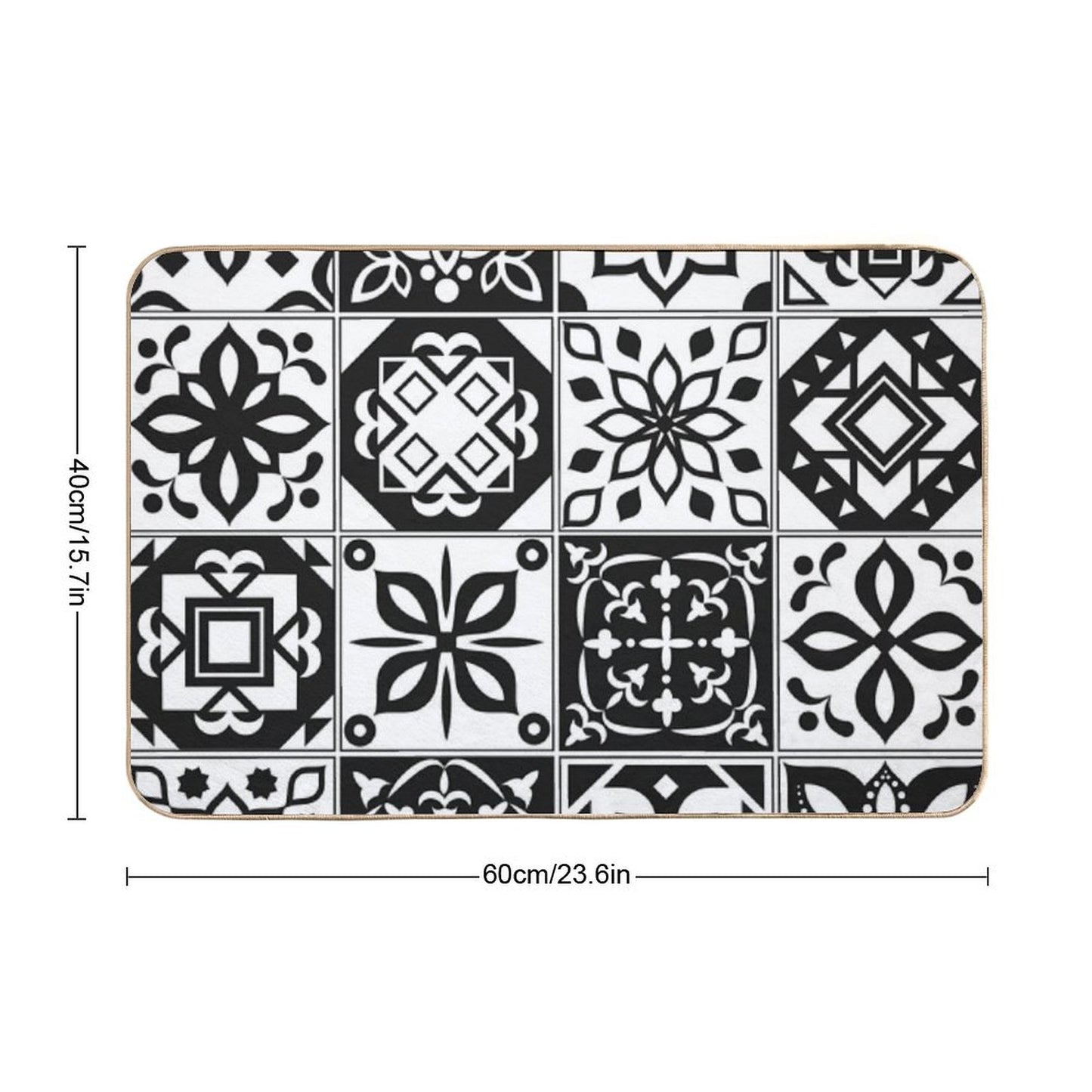 Black White Tiles Bath Mat