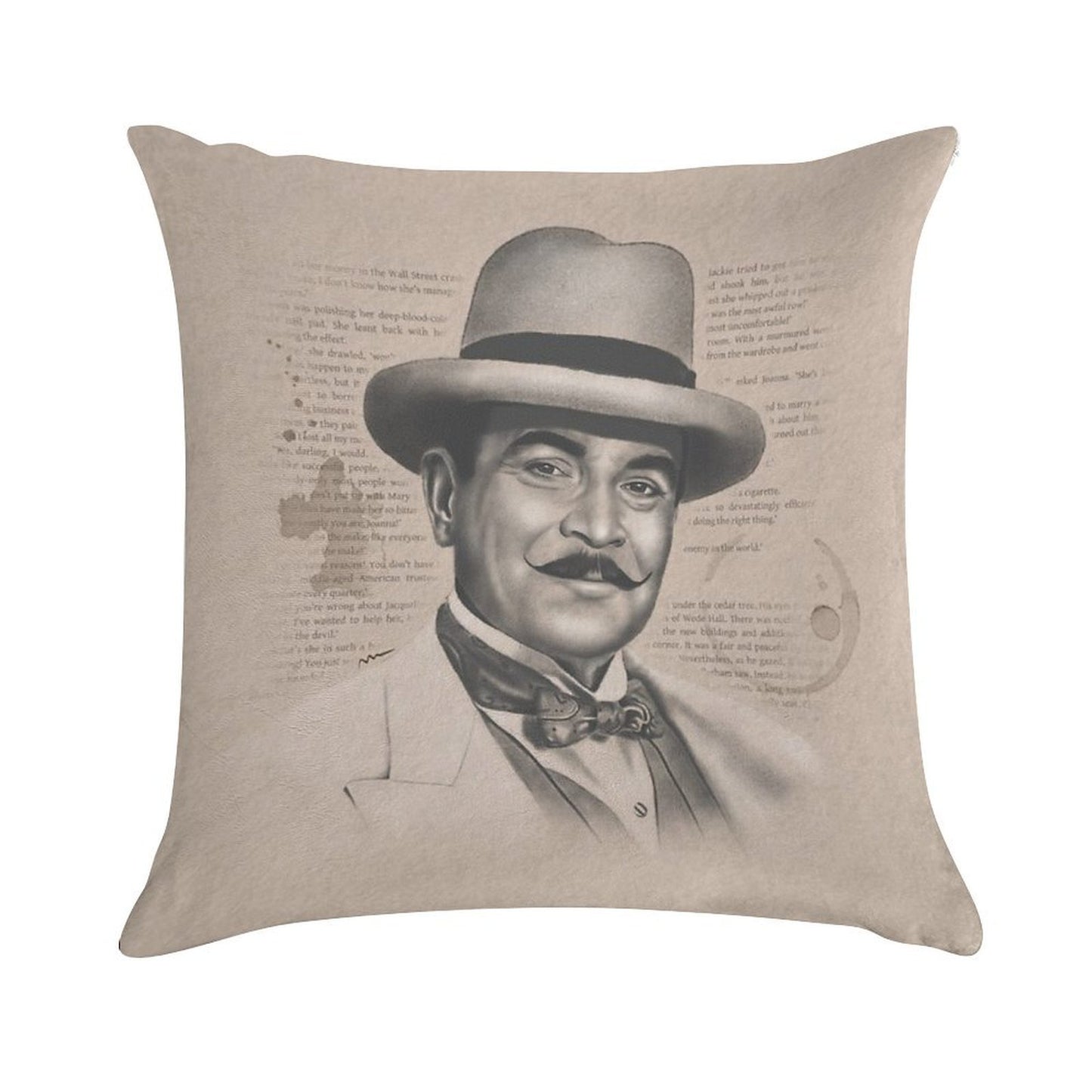 Hercule Poirot Soft Fade-Resistant Throw Pillow