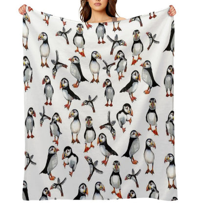 Puffins Pattern Throw Blanket