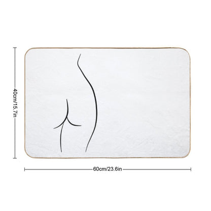 Naked Butt Line Drawing - Curvy Chiara Bath Mat