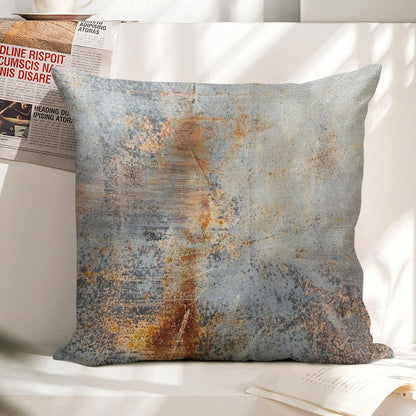 Burn Blue Rust Linen Throw Pillow Cover