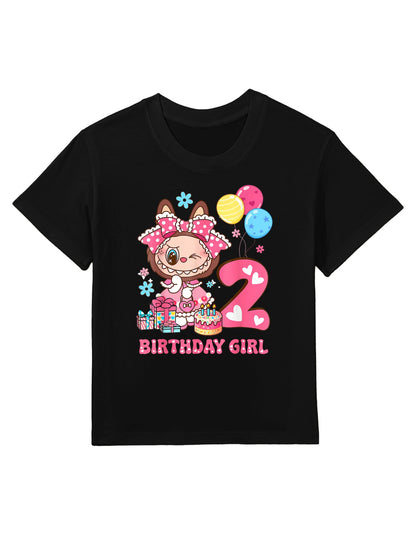 2nd Birthday Girls Kidsns Funny Labubu Kids T-Shirt