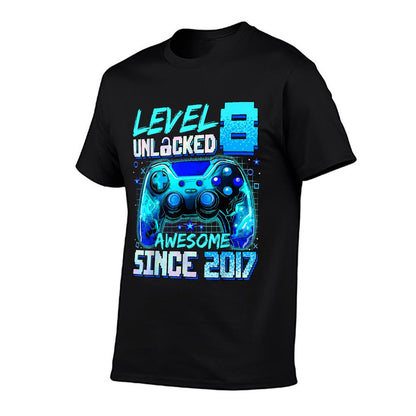 Level 8 Unlocked 8th Birthday Boys Gamer 8 Year Old Gift T-Shirt
