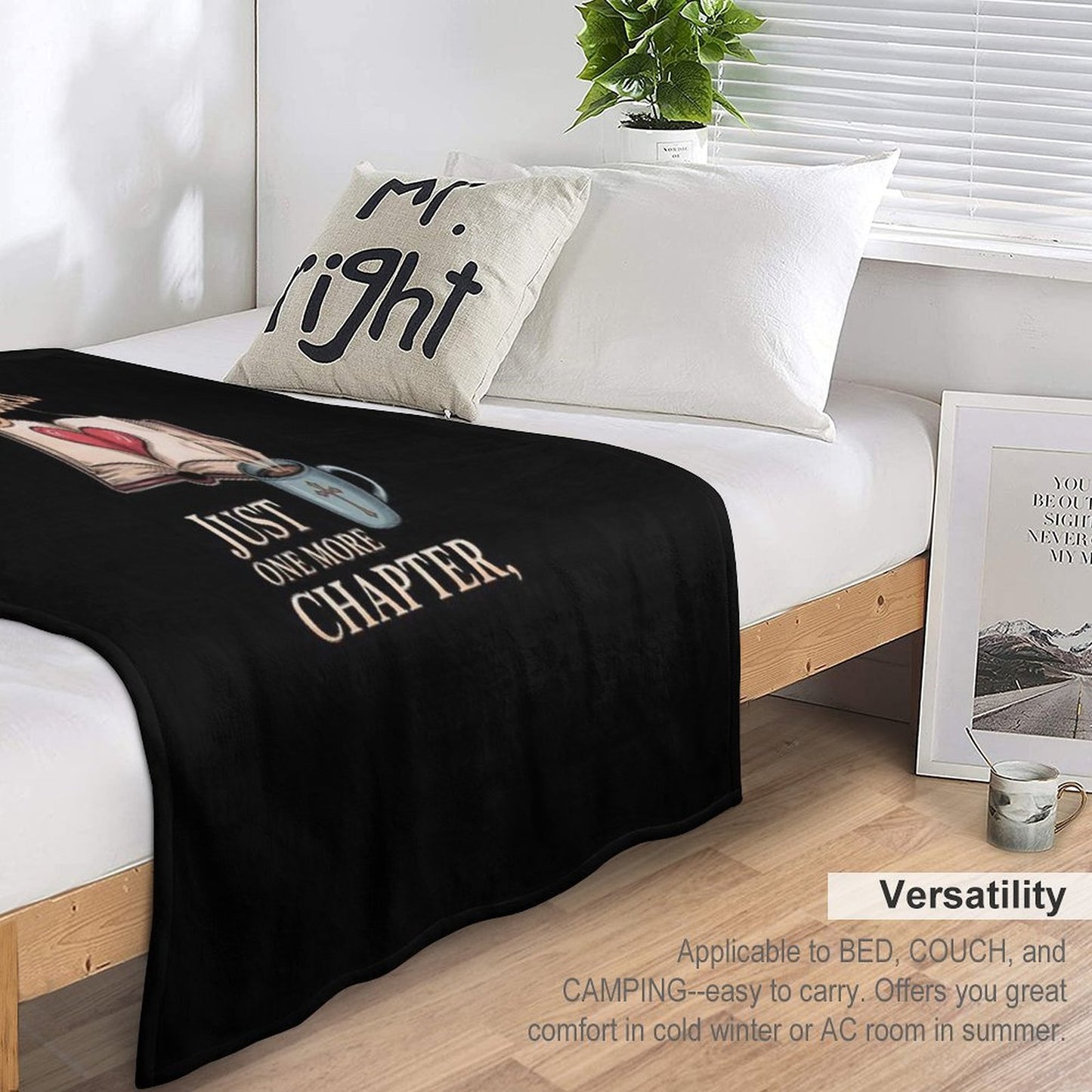 Womens Booked & Blessed, Just One More Chapter, Cozy Book Throw Blanket