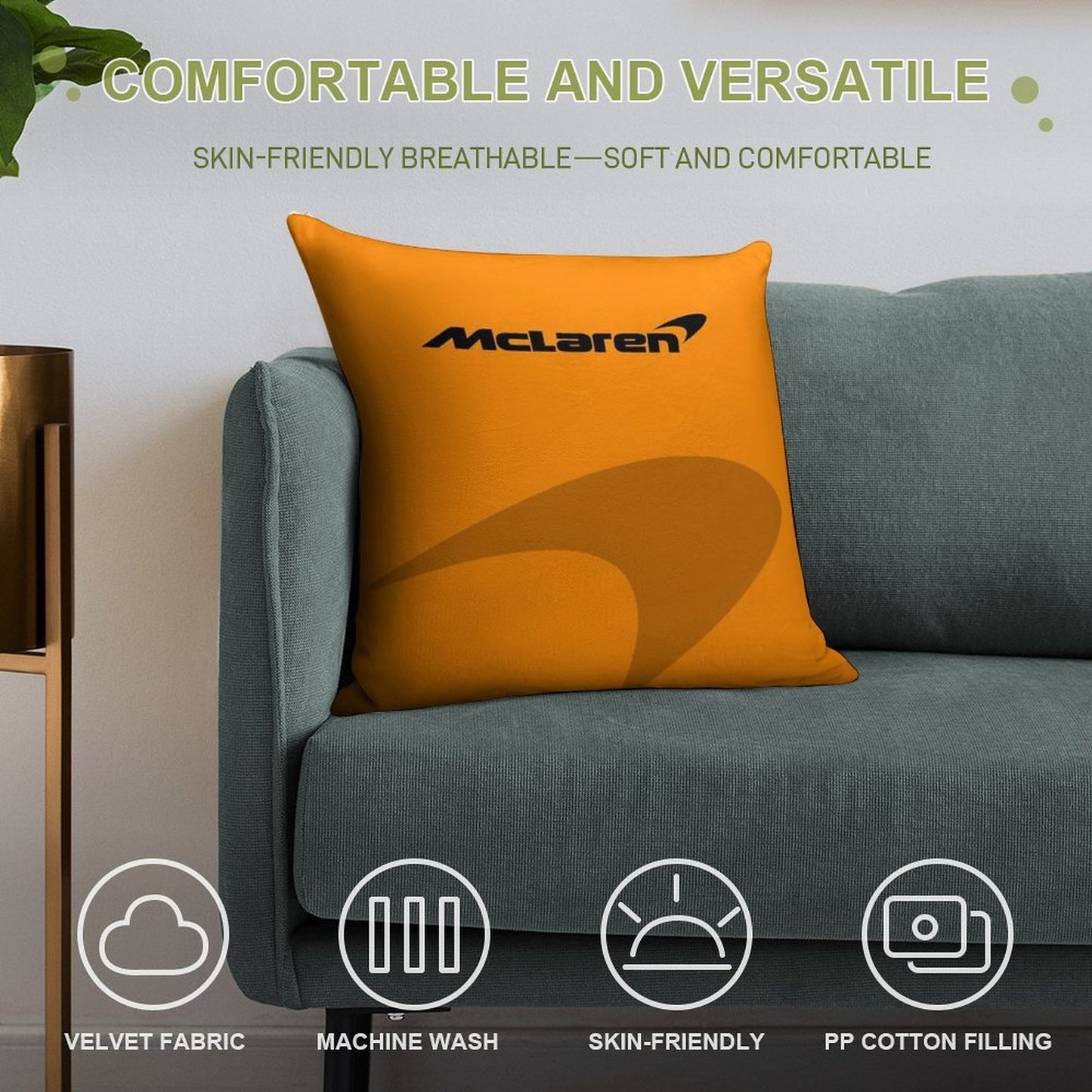 Minimalistic Mclaren Formula 1 Team Inspired Iphone Cover And Samsung Mobile Case Best Gift for F1 Fans Soft Ultra-Soft Texture Throw Pillow