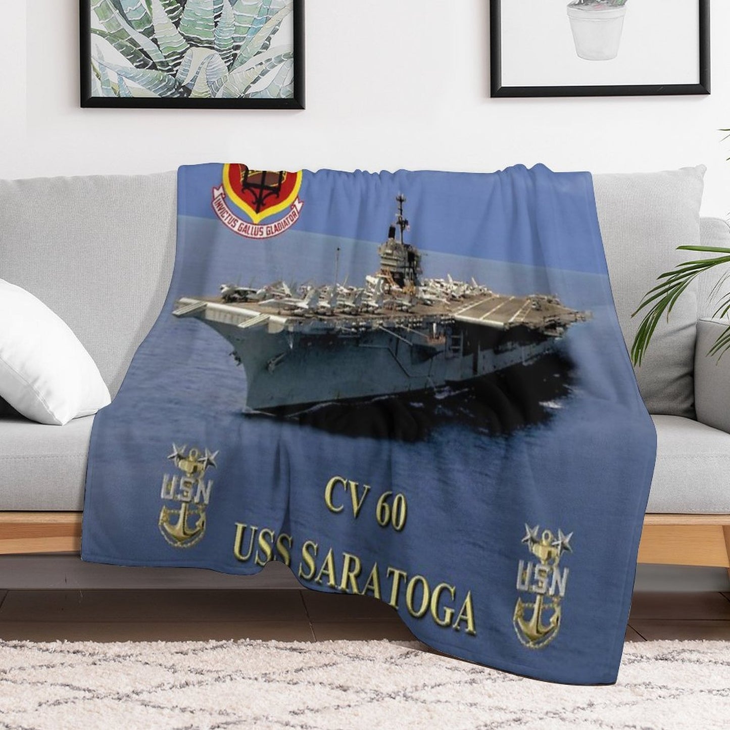 CV-60 USS Saratoga Throw Blanket