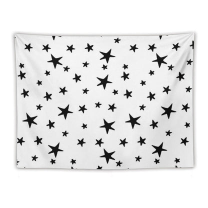 Stars - Black on White Tapestry