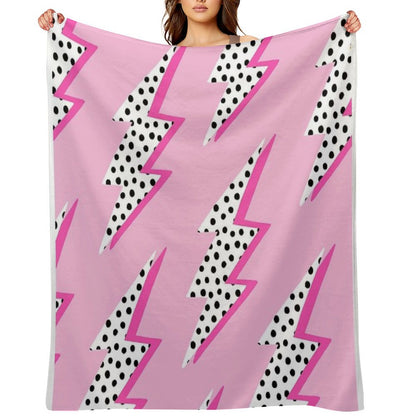 Pink Lightning Bolt Throw Blanket