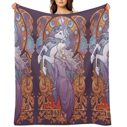 Lady Amalthea - The Last Unicorn Throw Blanket