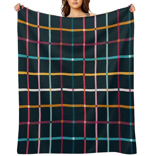 Hand Drawn Plaid Pattern Throw Blanket