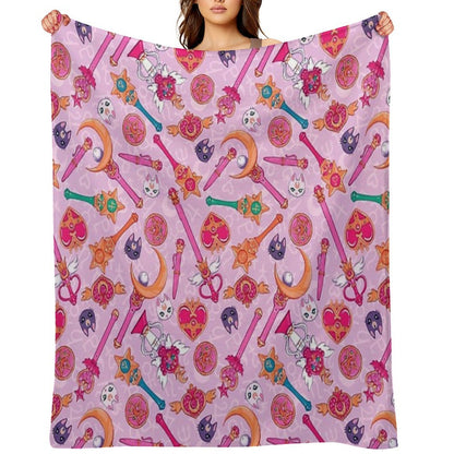 Pastel Moon Prism Power Throw Blanket