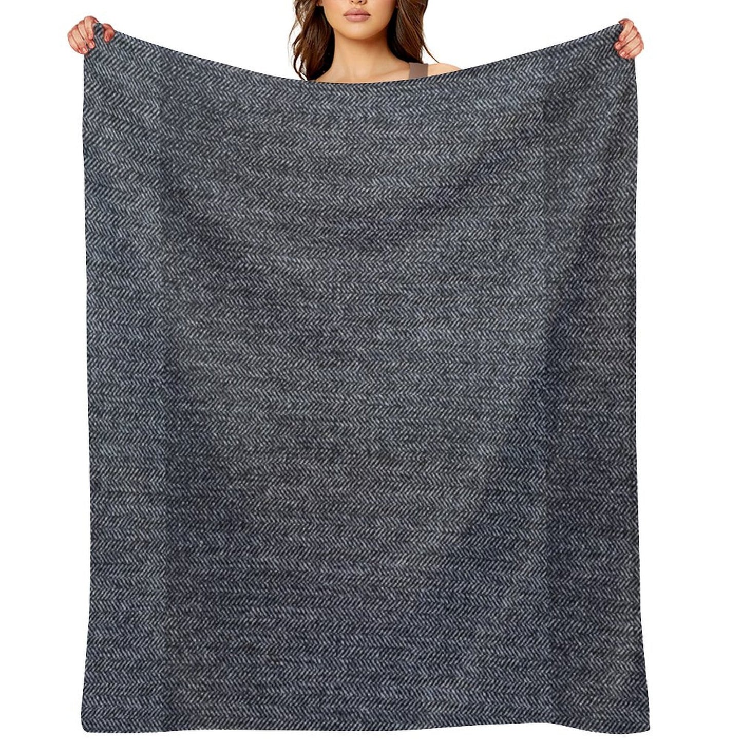 Grey Tweed Fabric Texture Throw Blanket