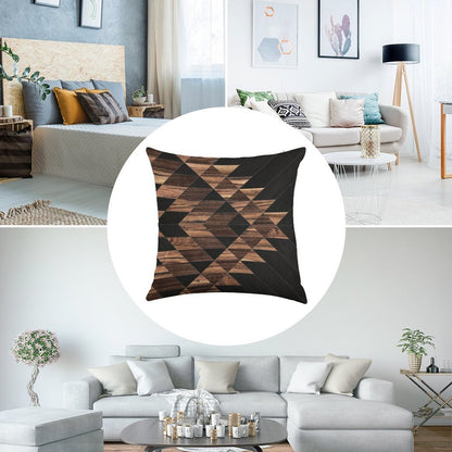 Urban Tribal Pattern No.11 - Aztec - Wood Linen Throw Pillow Cover