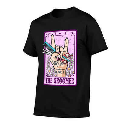 Funny Dog Groomer Tarot Cards Unisex-Adults Dog Lovers Dog Groomers Black Small Modern Cartoon Fun T-Shirt