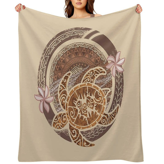 Vintage Circular Samoan Turtle Dive Throw Blanket