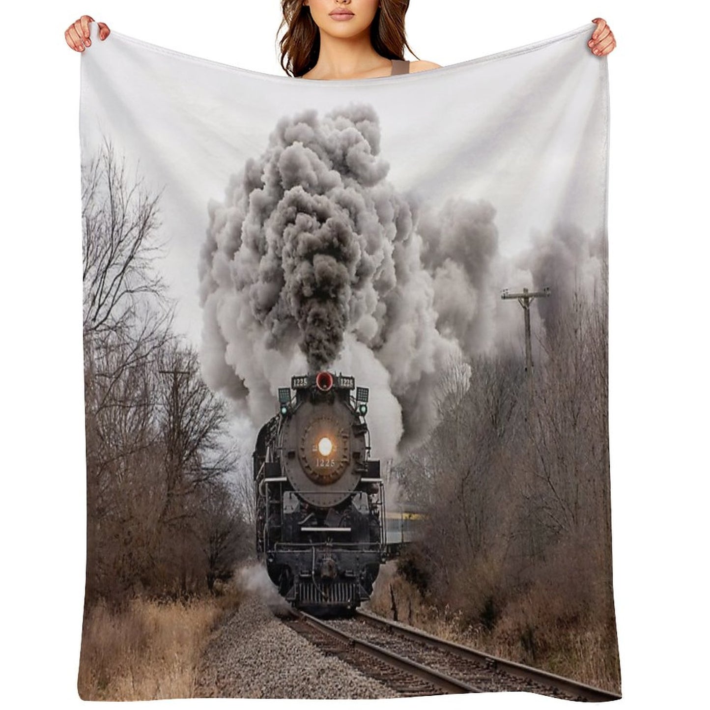 Pere Marquette 1225 Locomotive Throw Blanket